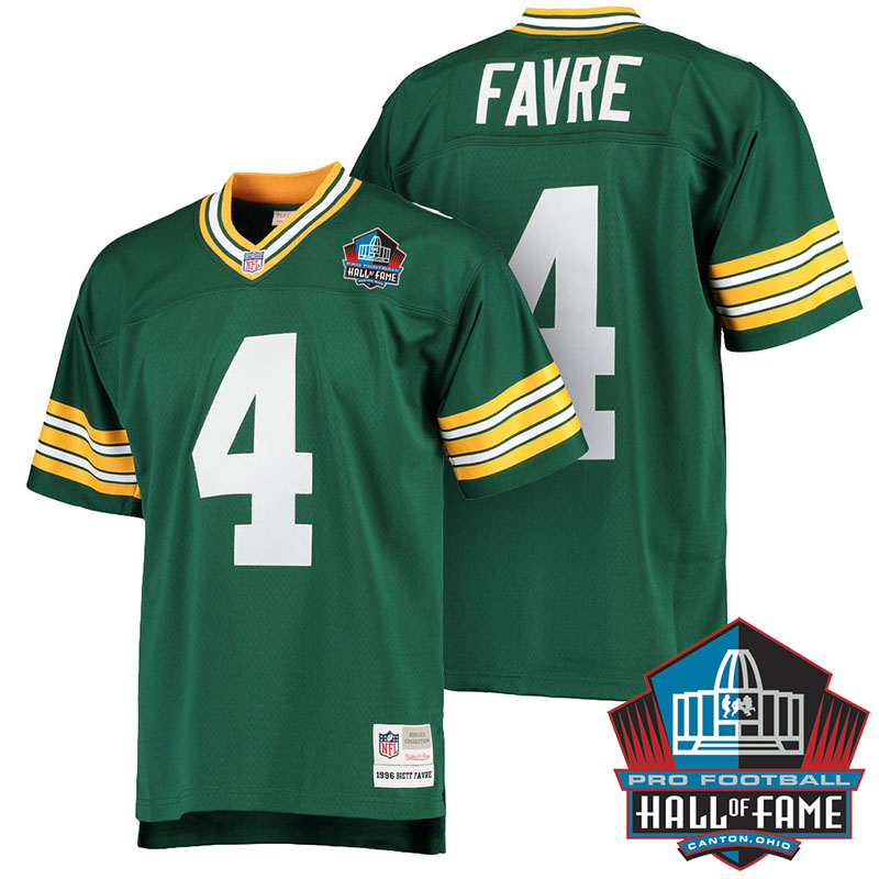 Hall Of Fame Green Bay Packers #4 Brett Favre Green Retired Player Jersey