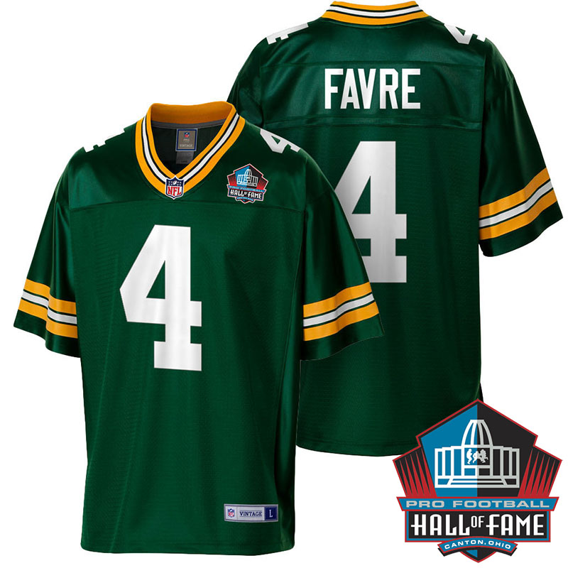 Hall Of Fame Green Bay Packers #4 Brett Favre Green Retired Player Shiny Jersey