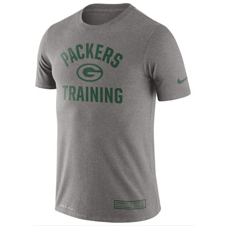 Green Bay Packers Heathered Gray Training Performance Logo T-shirt