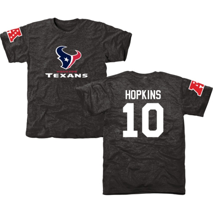 Houston Texans #10 DeAndre Hopkins Black Name & Number Tri-Blend T-shirt