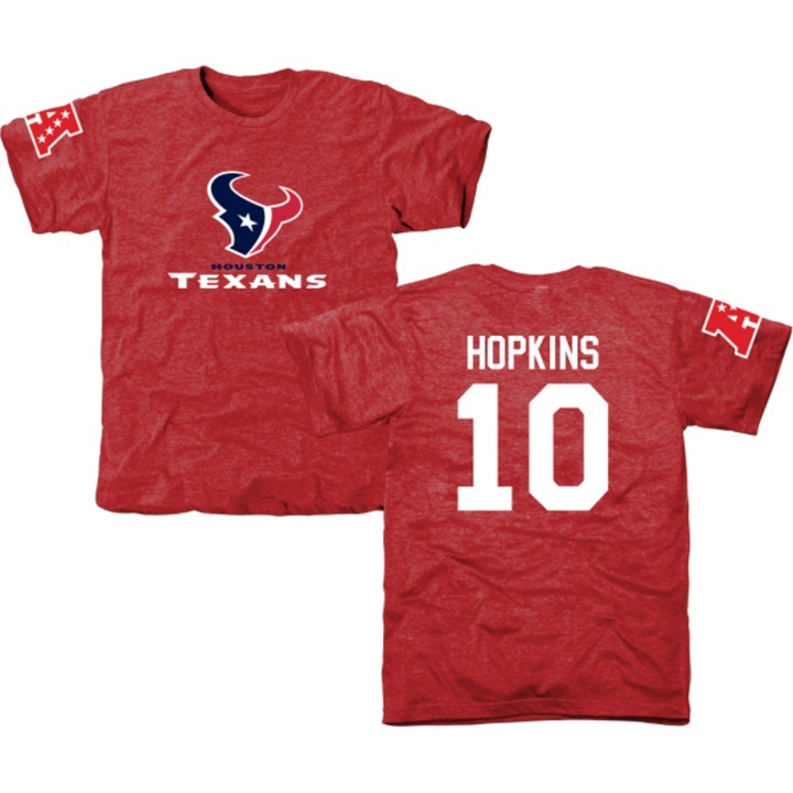 Houston Texans #10 DeAndre Hopkins Red Name & Number Tri-Blend T-shirt