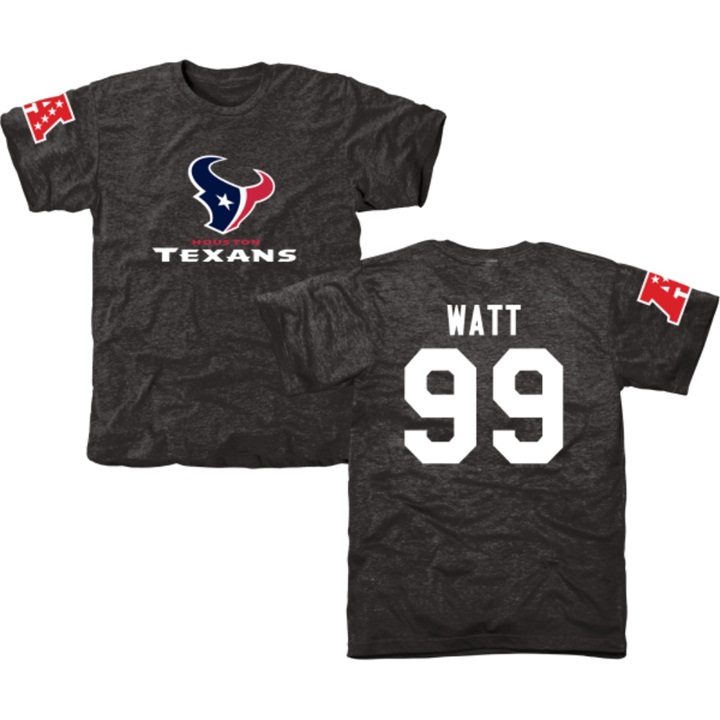 Houston Texans #99 JJ Watt Black Name & Number Tri-Blend T-shirt