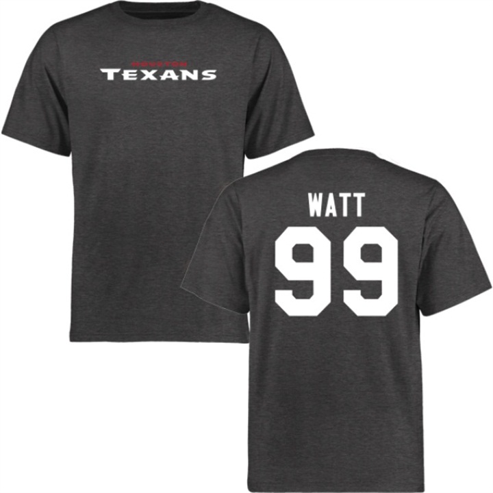 Houston Texans #99 JJ Watt Charcoal Name & Number Wordmark T-shirt