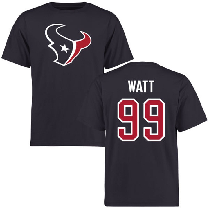 Houston Texans #99 J.J. Watt Name & Number Navy Logo T-shirt