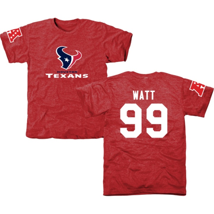 Houston Texans #99 JJ Watt Red Name & Number Tri-Blend T-shirt