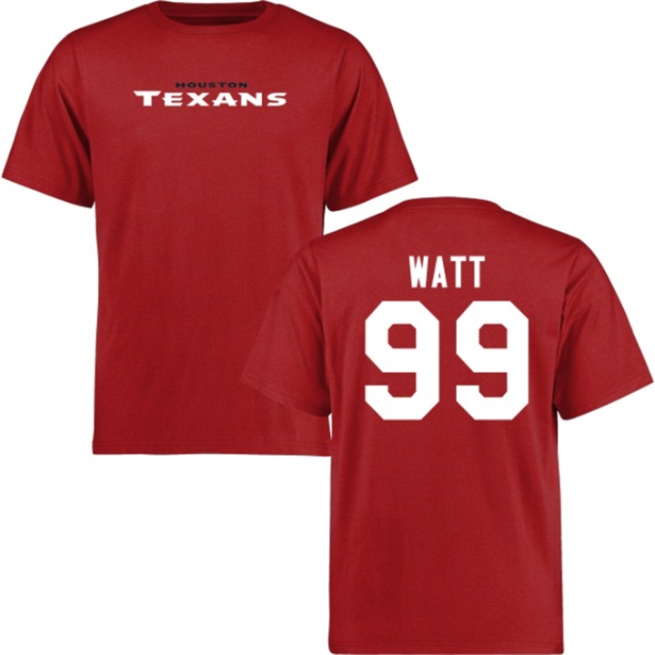 Houston Texans #99 JJ Watt Red Name & Number Wordmark T-shirt