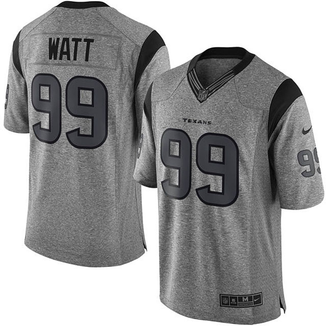 Men's Houston Texans #99 J.J. Watt Gridiron Gray Limited Jersey