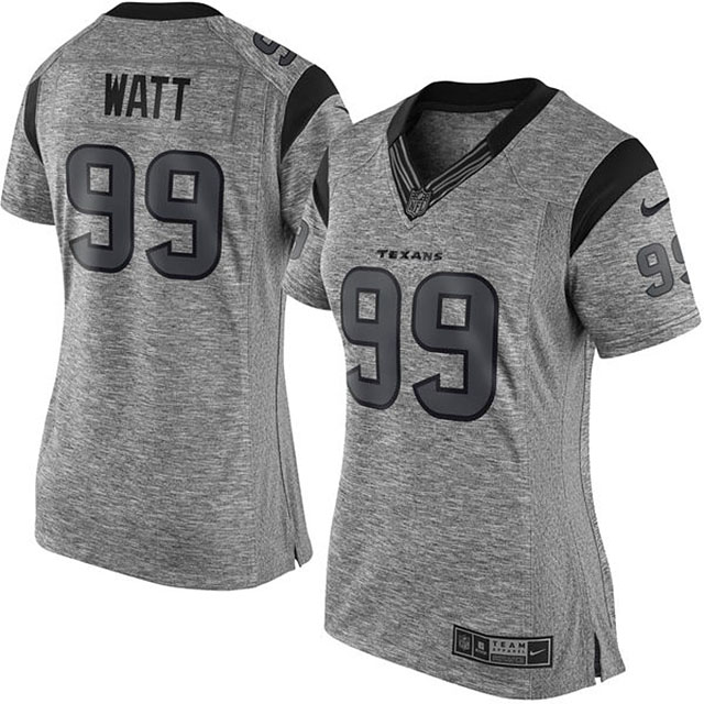 Women's Houston Texans #99 J.J. Watt Gridiron Gray Limited Jersey