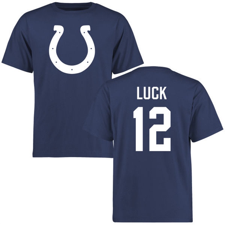 Indianapolis Colts #12 Andrew Luck Name & Number Royal Logo T-shirt