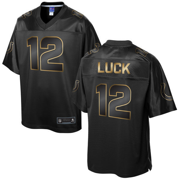 Indianapolis Colts #12 Andrew Luck Super Bowl 50 Black Gold Collection Jersey