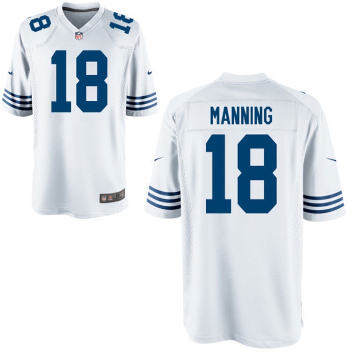 Indianapolis Colts #18 Peyton Manning White Throwback Game Jersey