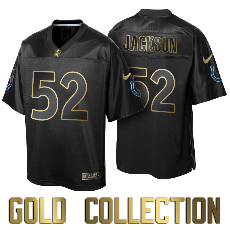 Indianapolis Colts #52 D'Qwell Jackson Super Bowl 50th Black Gold Collection Jersey