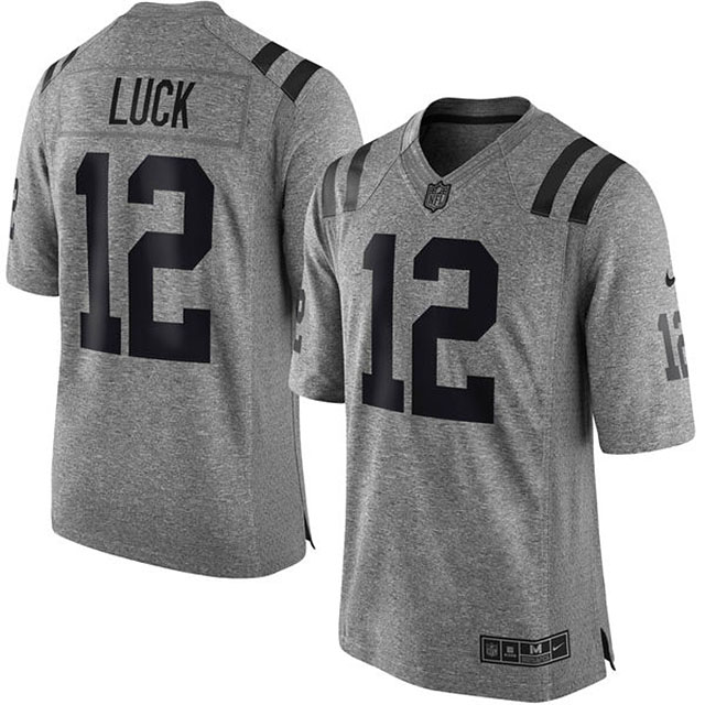 Men's Indianapolis Colts #12 Andrew Luck Gridiron Gray Limited Jersey