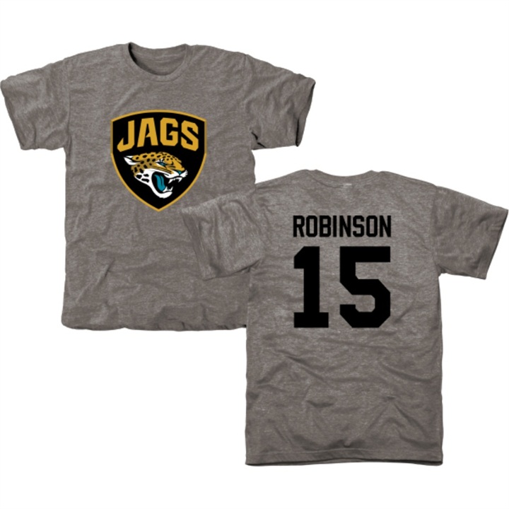 Jacksonville Jaguars #15 Allen Robinson Gray Name & Number Tri-Blend T-shirt