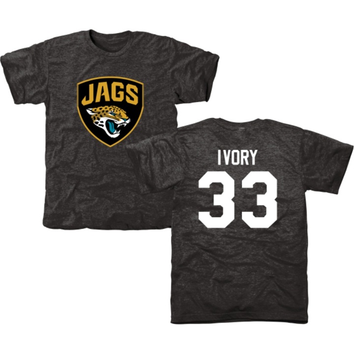 Jacksonville Jaguars #33 Chris Ivory Black Name & Number Tri-Blend T-shirt