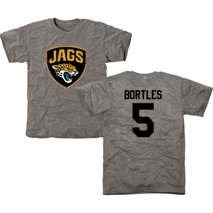 Jacksonville Jaguars #5 Blake Bortles Gray Name & Number Tri-Blend T-shirt