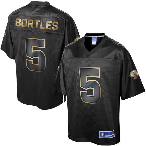 Jacksonville Jaguars #5 Blake Bortles Super Bowl 50 Black Gold Collection Jersey