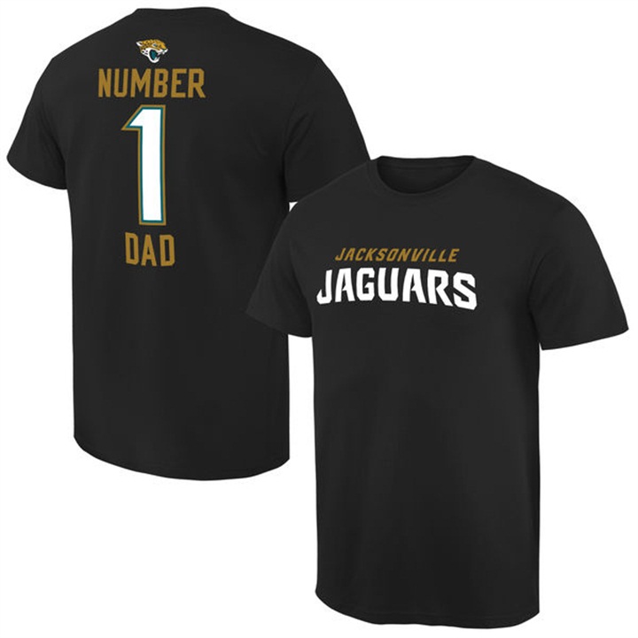 Jacksonville Jaguars Black Number 1 Dad Name & Logo Pro Line T-Shirt