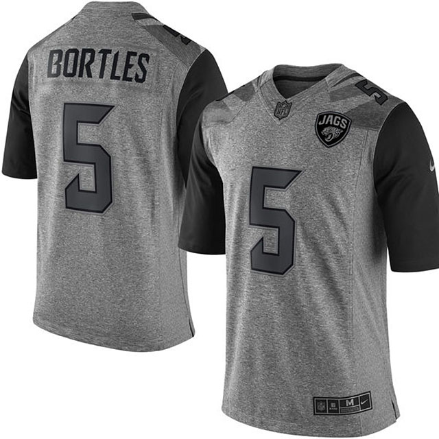 Men's Jacksonville Jaguars #5 Blake Bortles Gridiron Gray Limited Jersey