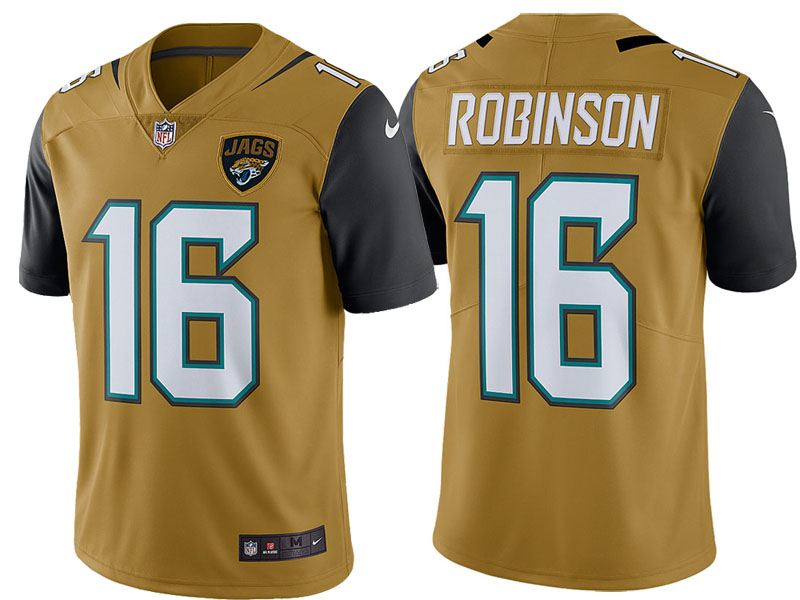 Jacksonville Jaguars #16 Denard Robinson Gold Color Rush Limited Jersey - Light Up Thursday Night