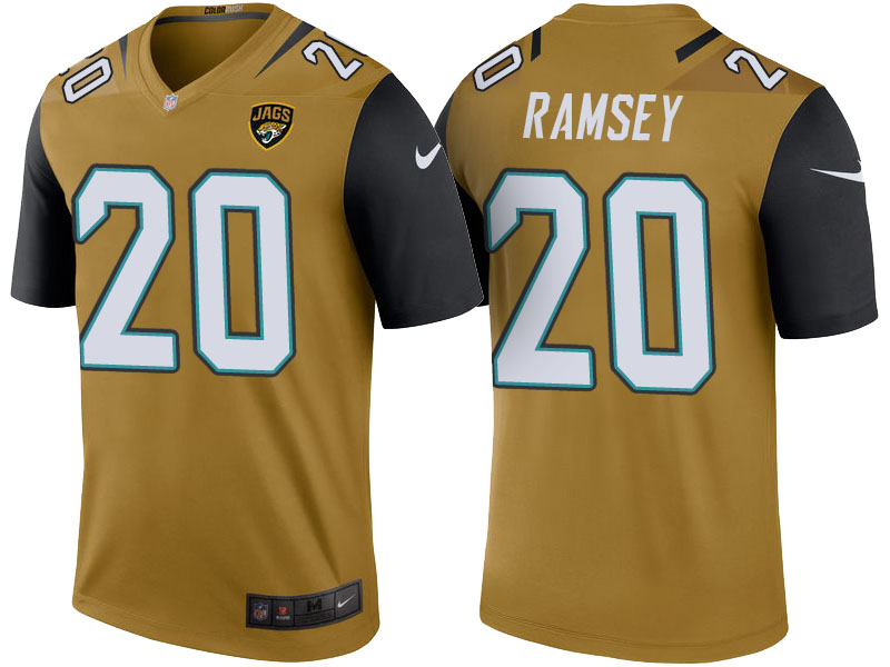 Jacksonville Jaguars #20 Jalen Ramsey Gold Color Rush Legend Jersey