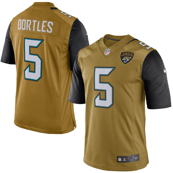 Jacksonville Jaguars #5 Blake Bortles Gold Color Rush Limited Jersey