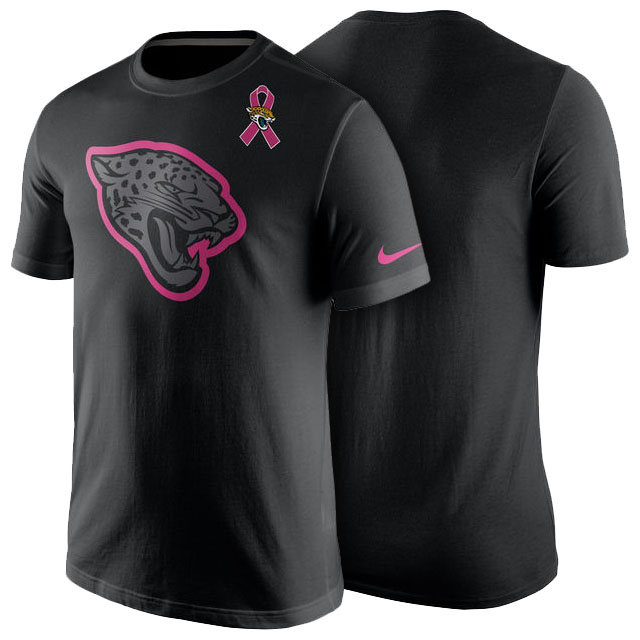 Jacksonville Jaguars Black Breast Cancer Awareness Team Travel Performance T-Shirt