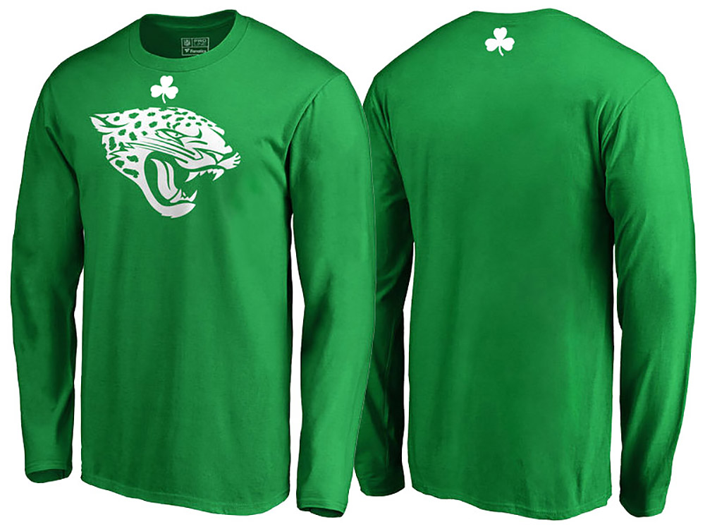 Jacksonville Jaguars Kelly Green White Logo St. Patrick's Day Long Sleeve T-Shirt