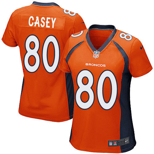 Women's Denver Broncos #80 James Casey Orange Elite Alternate Jersey