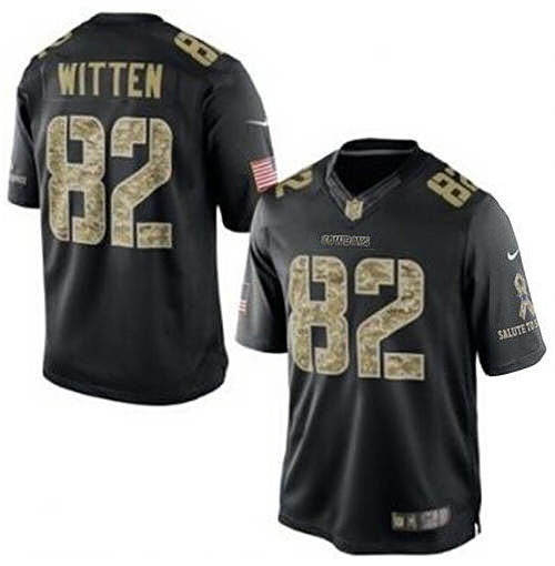 Men's Dallas Cowboys #82 Jason Witten Nike Black Salute To Service Jersey