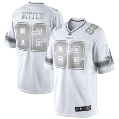 Men's Dallas Cowboys #82 Jason Witten Nike White Platinum Limited Jersey