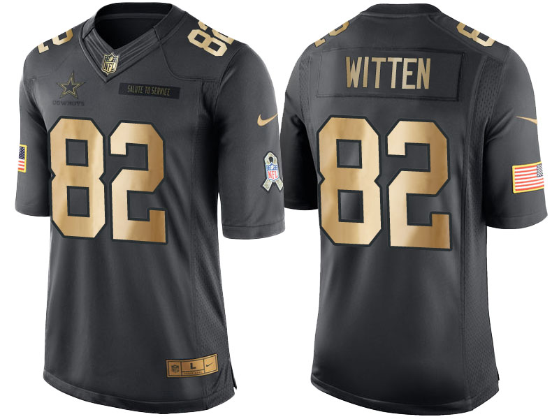 Cowboys #82 Jason Witten Anthracite 2016 Christmas Gold Salute to Service Jersey