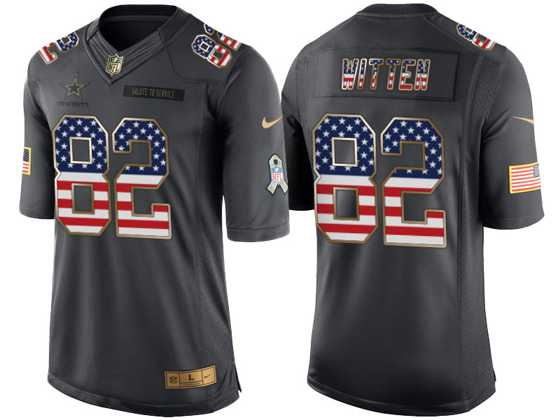 Dallas Cowboys #82 Jason Witten Anthracite Salute to Service USA Flag Fashion Jersey