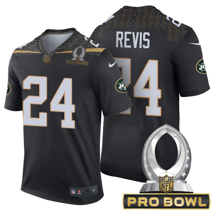 New York Jets #24 Darrelle Revis Black 2016 Pro Bowl Game Jersey