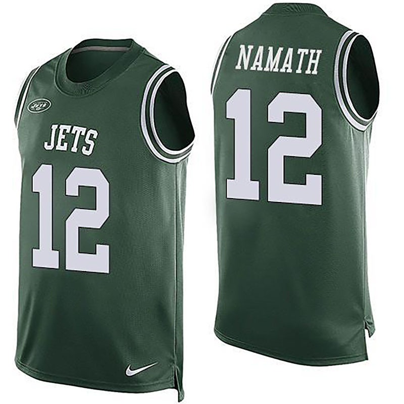 Jets #12 Joe Namath Green Team Color Men NFL Limited Tank Top