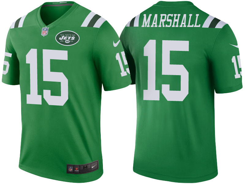 New York Jets #15 Brandon Marshall Green Color Rush Legend Jersey