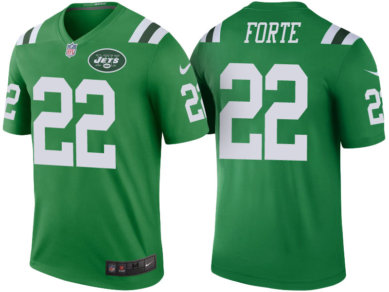 New York Jets #22 Matt Forte Green Color Rush Legend Jersey