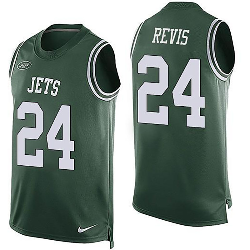 Jets #24 Darrelle Revis Green Team Color Men NFL Limited Tank Top