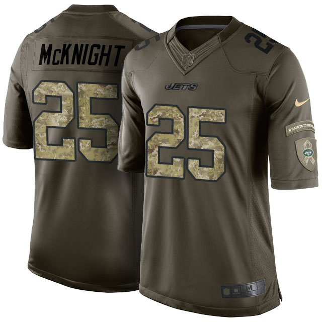 New York Jets #25 Joe McKnight Camo Green Salute to Service Commemorative Jersey