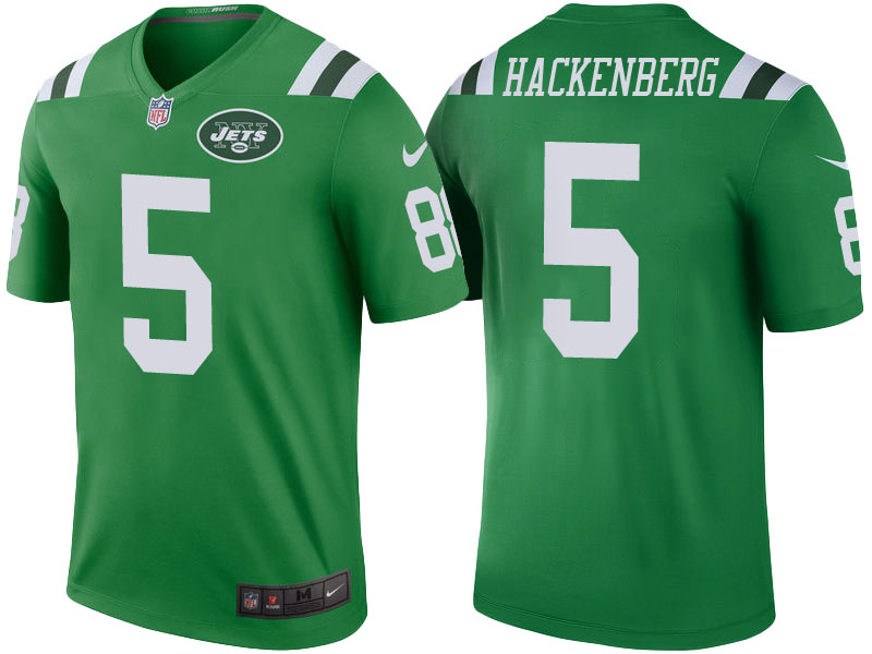 New York Jets #5 Christian Hackenberg Green Color Rush Legend Jersey