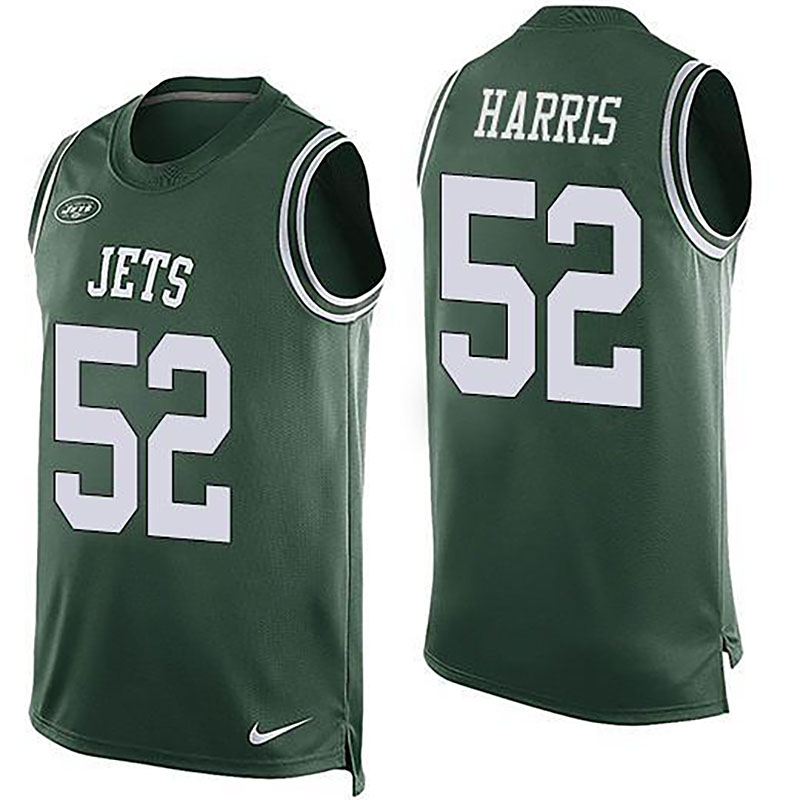 Jets #52 David Harris Green Team Color Men NFL Limited Tank Top