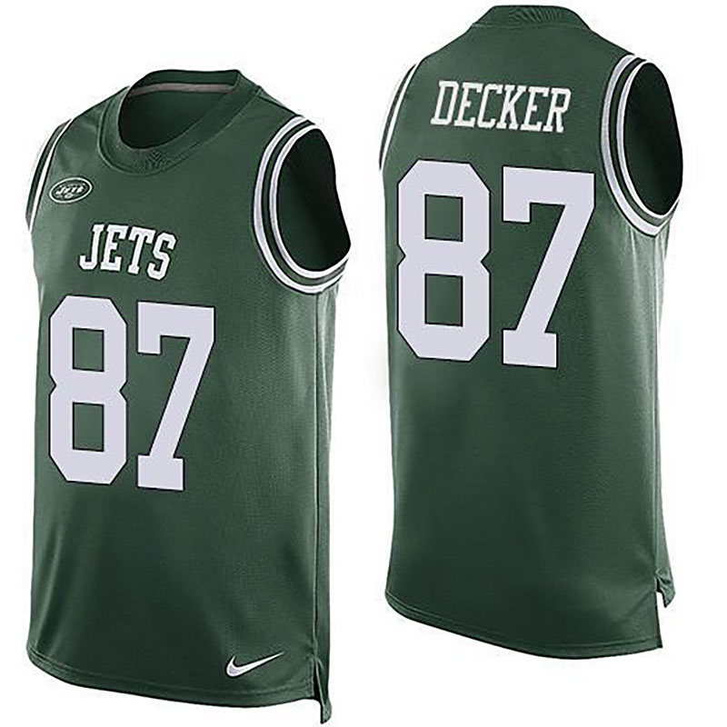 Jets #87 Eric Decker Green Team Color Men NFL Limited Tank Top