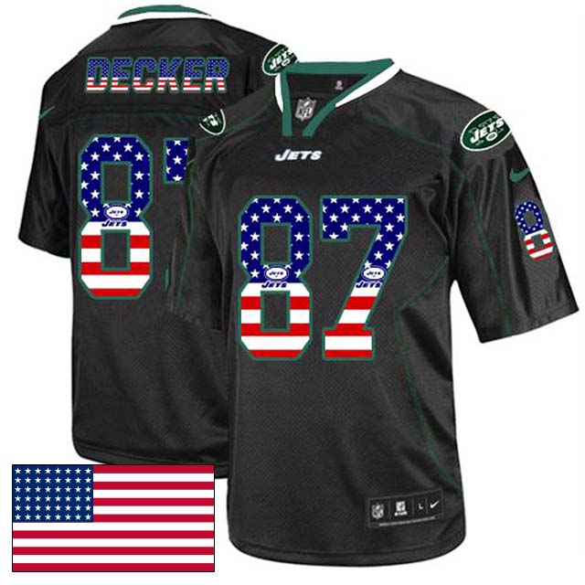 New York Jets #87 Eric Decker Black USA Flag Fashion Jersey