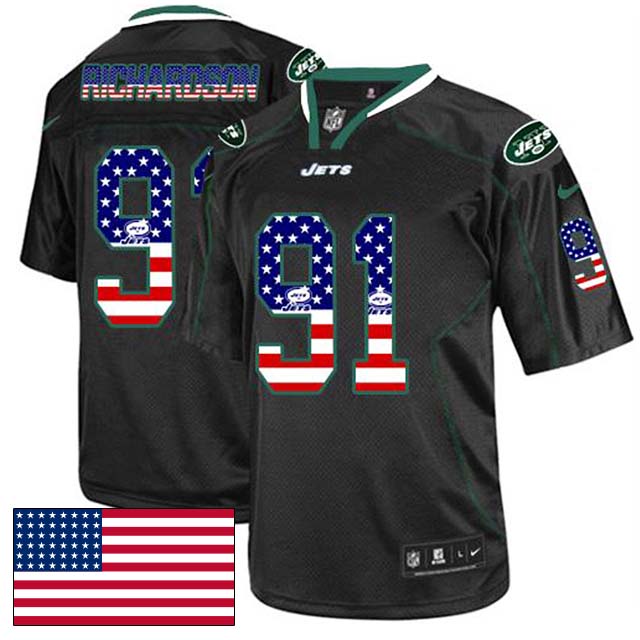 New York Jets #91 Sheldon Richardson Black USA Flag Fashion Jersey