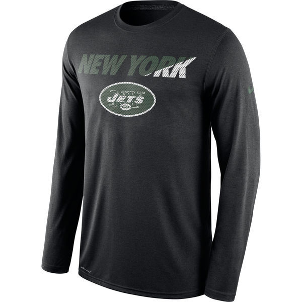 New York Jets Black Legend Staff Practice Long Sleeve Performance T-Shirt