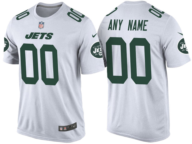 New York Jets Custom White Name & Number T-Shirt