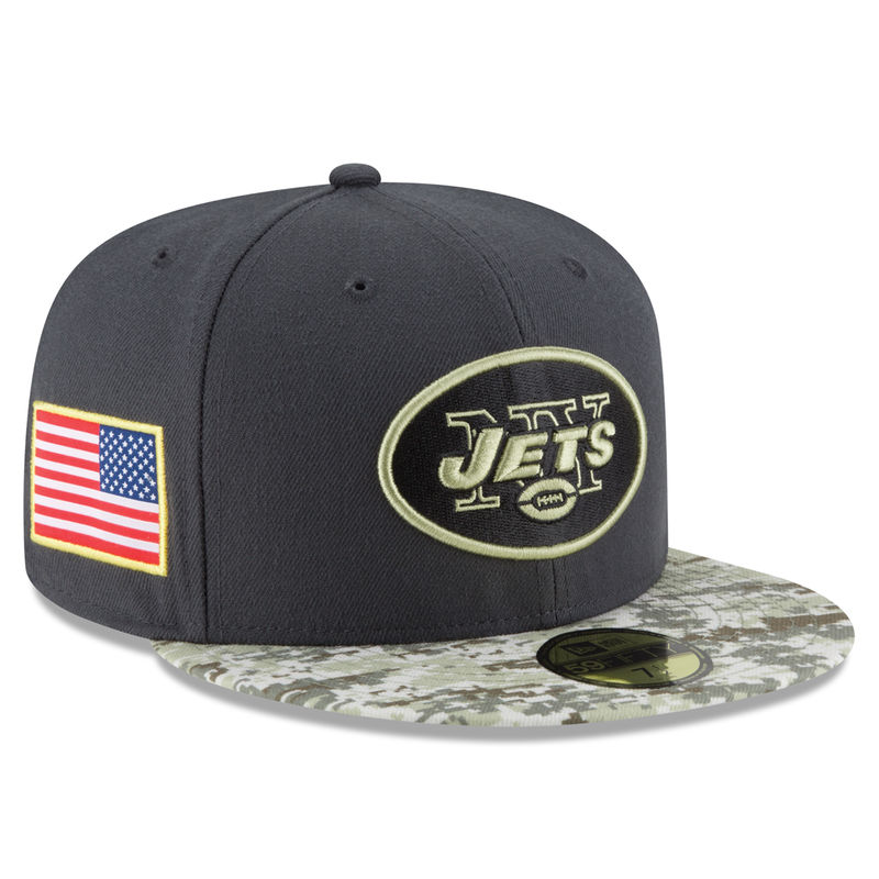 New York Jets Graphite Salute To Service Sideline Camo Veterans Day 59FIFTY Fitted Hat