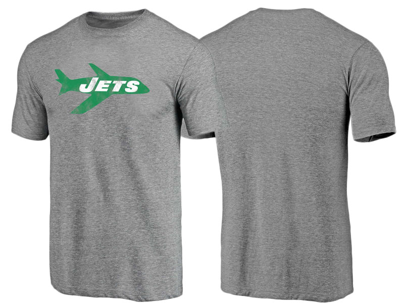 New York Jets Gray Throwback Logo Tri-Blend Short Sleeve T-Shirt