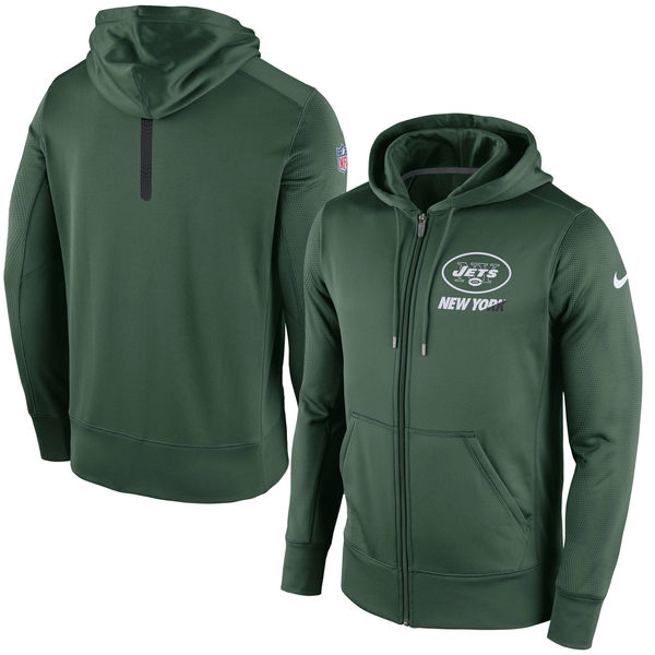 New York Jets Green Sideline Full-Zip Performance Hoodie