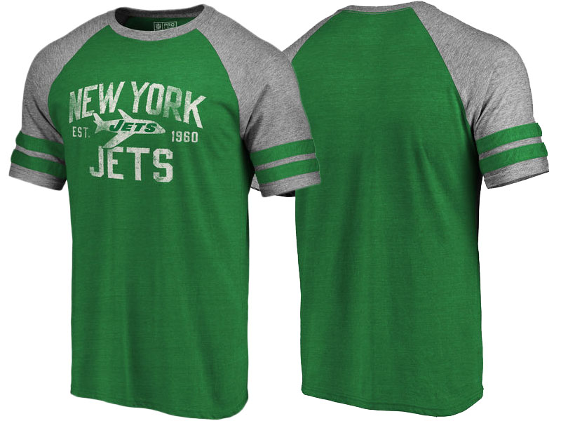 New York Jets Kelly Green Refresh Tenacity Retro Raglan Tri-Blend T-Shirt